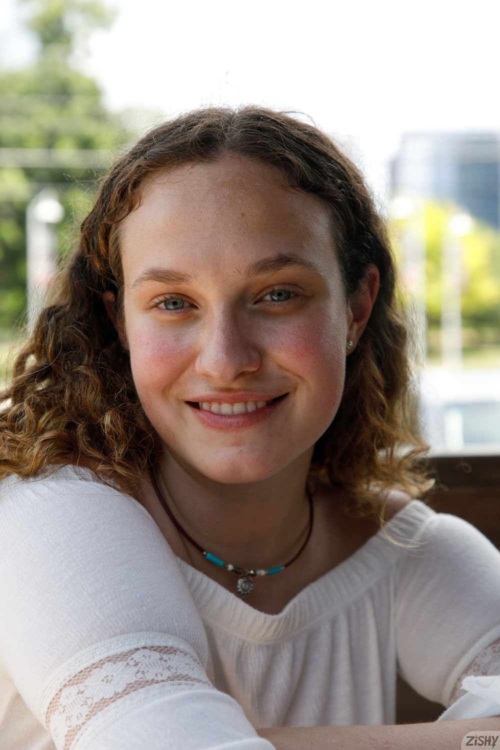 Carrie Barber in a Blue Skirt