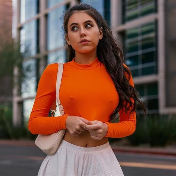 Orange Long Sleeve Top White Skirt