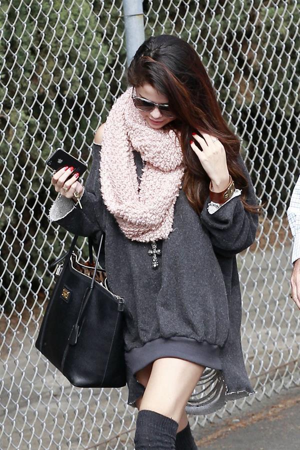 Selena Gomez arriving at a studio in LA 2/8/13 