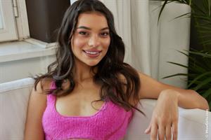 Eva Blume in a White Skirt