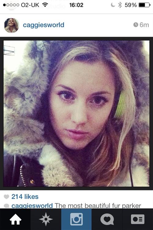 Caggie Dunlop taking a selfie
