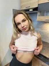 Slipping out of her clothes at the end of the day Chanell lets her bra and then her sheer lingerie panties fall to the ground.