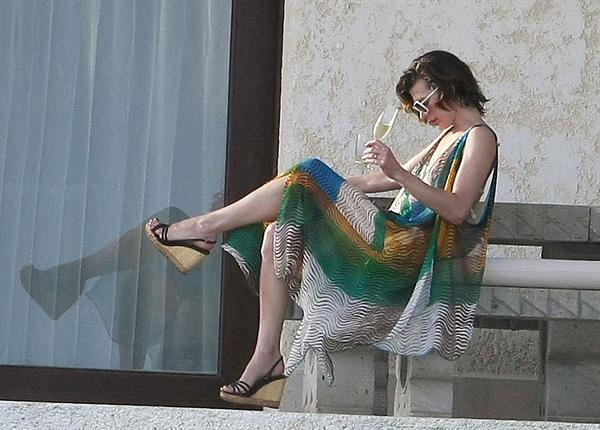 Milla Jovovich in a bikini