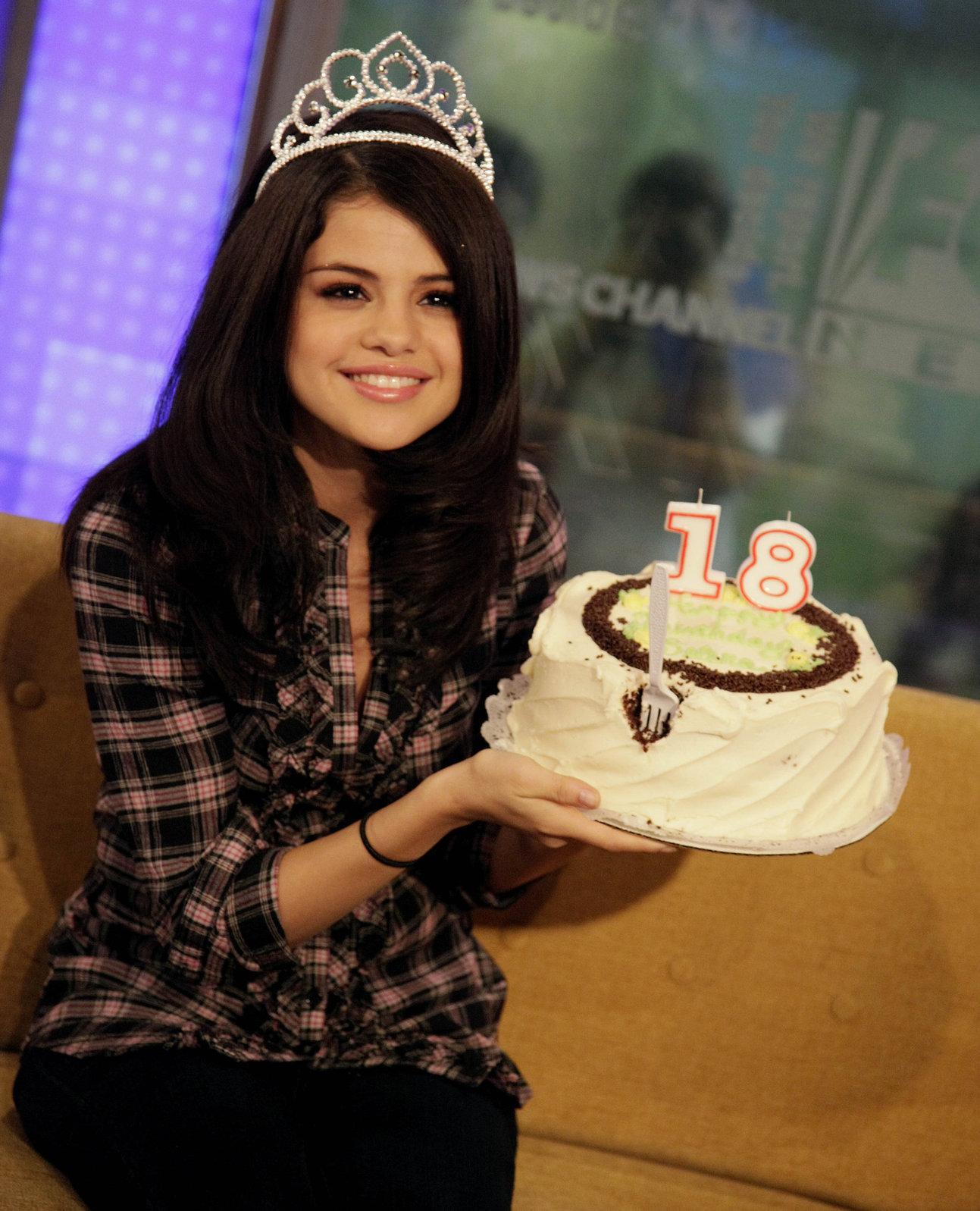 Selena Gomez celebrates her 18th birthday on Fox and Friends on July 22, 20...